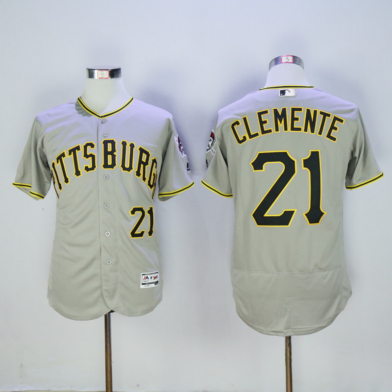 Men Pittsburgh Pirates 21 Clemente Grey Elite MLB Jerseys